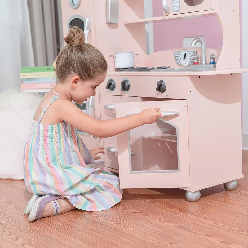 Teamson usa little chef westchester retro play kitchen - pink, , medium image number null