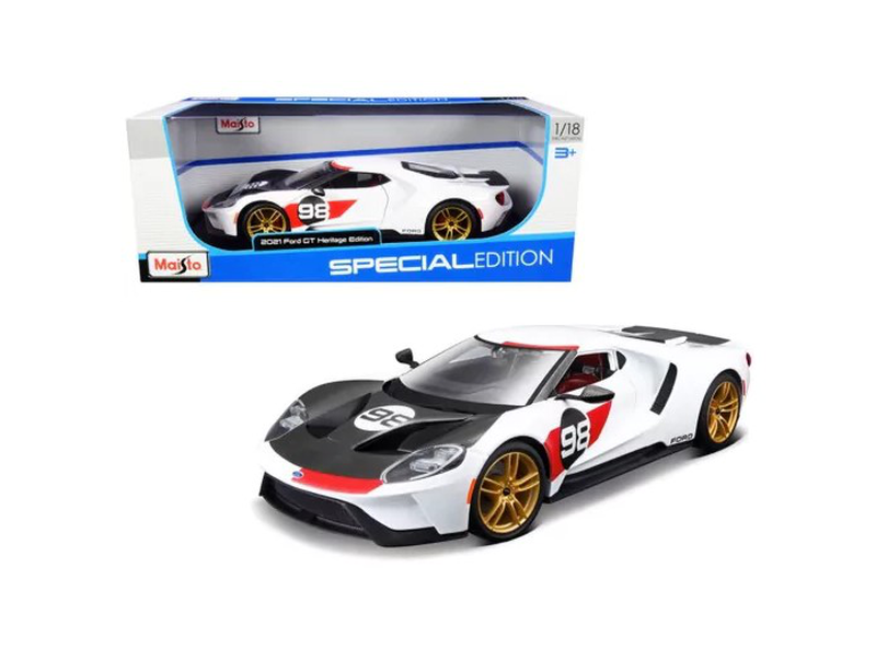Maisto 31390 1:18 2021 ford gt heritage edition white, , medium-null