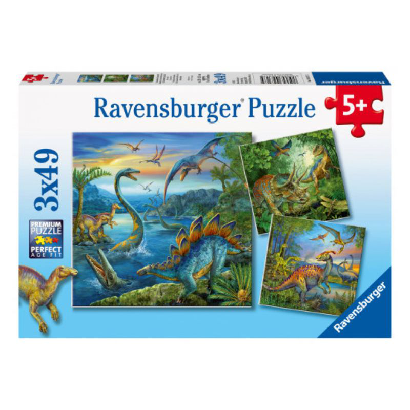 Ravensburger 3x49 pieces puzzle dinosaur facination 09317, , medium-null