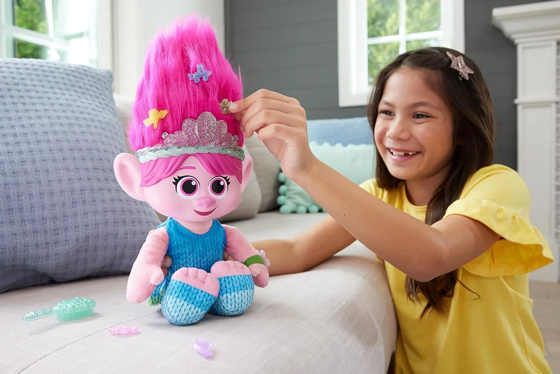 Product image: Trolls hair pops surprise poppy feature interactive soft doll, , medium-null