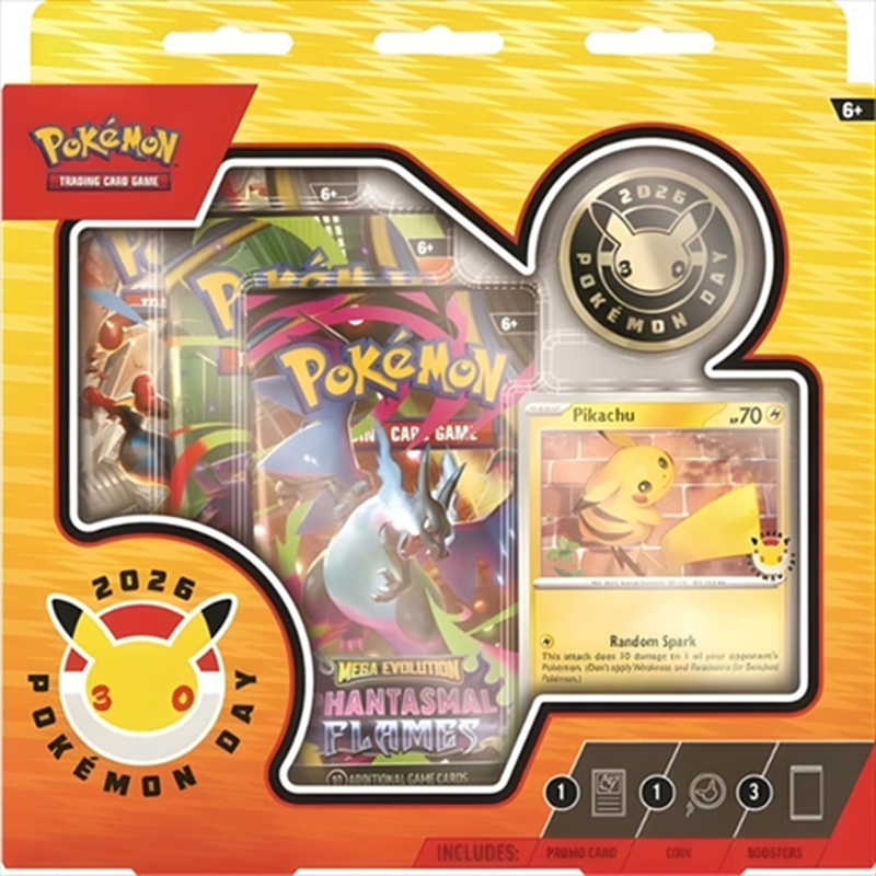 Pkm - pokemon - pokemon day 2026 - 3 booster packs - 1 promo card pikachu, , medium-null