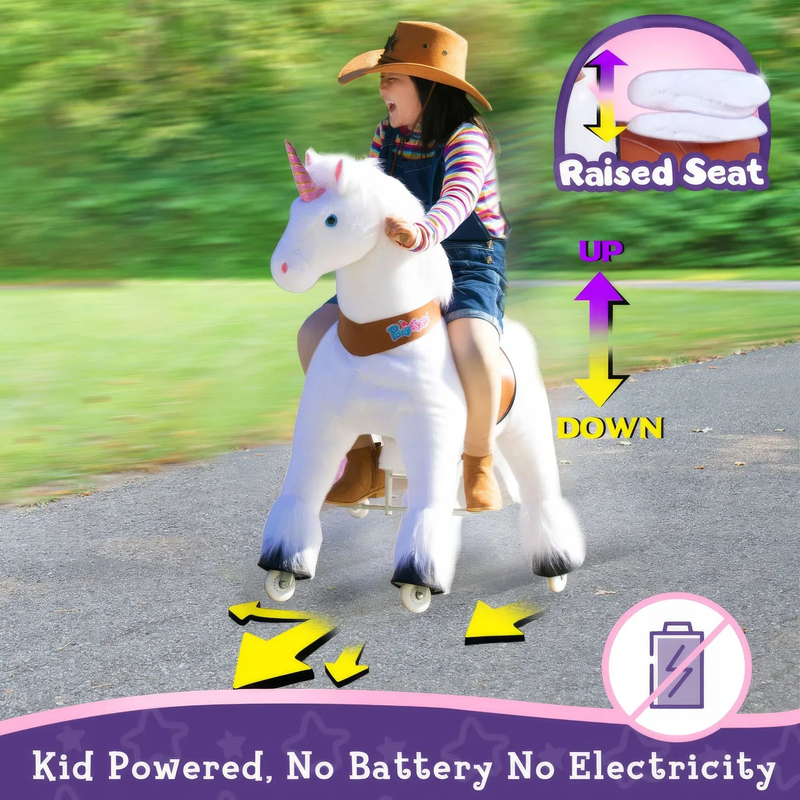Ponycycle mechanically walking ride-on white unicorn - ages 3-5 years image number null