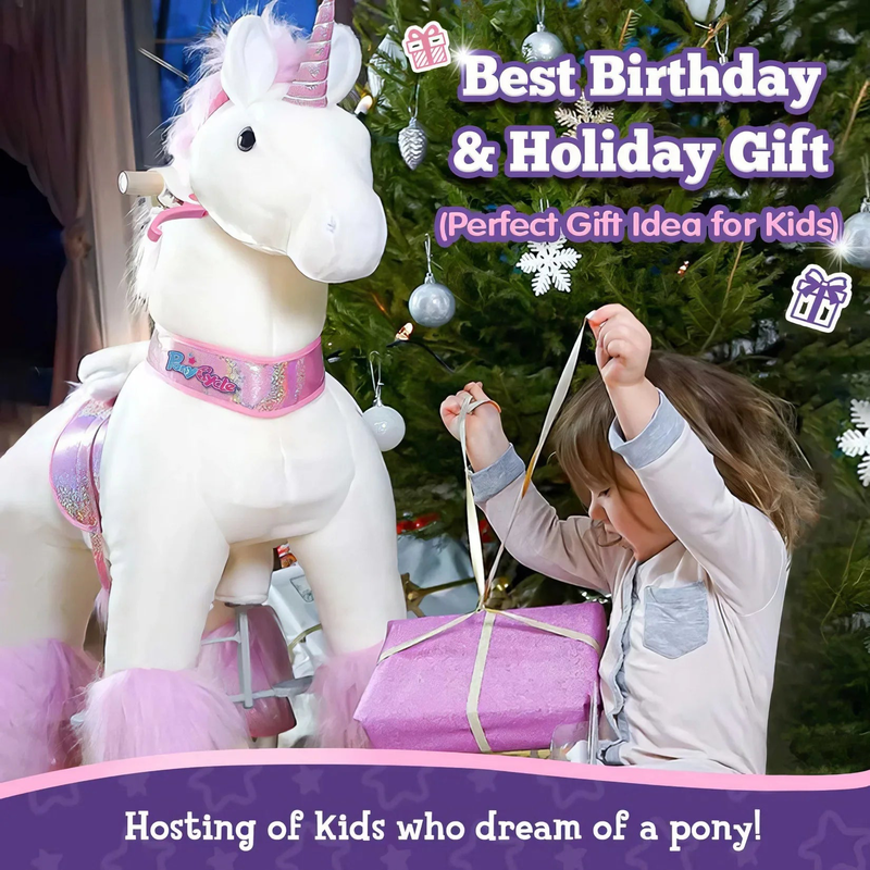 Ponycycle mechanically walking ride-on pink unicorn - ages 3-5 years, , medium-null