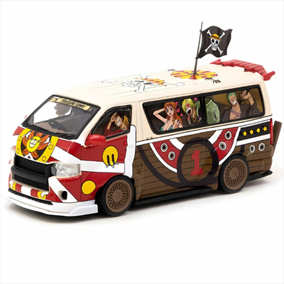 Tarmac 1/64 toyota hiace widebody *one piece thousand sunny*, white/red/brown, , medium