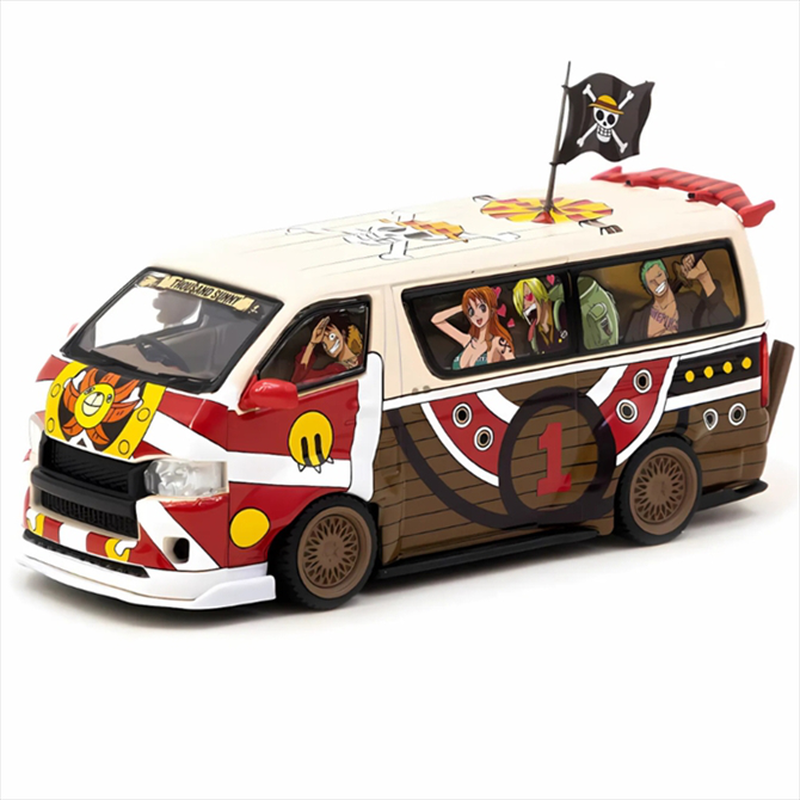 Product image: Tarmac 1/64 toyota hiace widebody *one piece thousand sunny*, white/red/brown, , medium-null