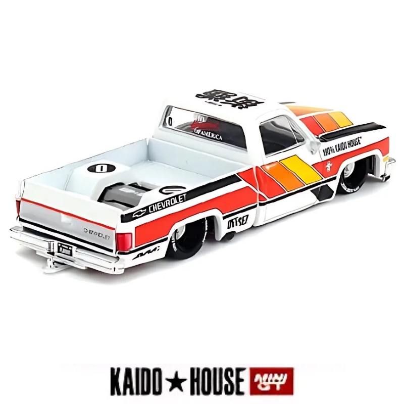 Mini gt 1/64 chevrolet silverado kaido works v1, white/yellow/orange, , medium image number null