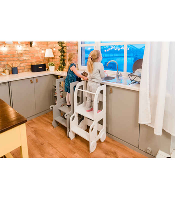 Trolley - Montessori learning tower changing heights step stool