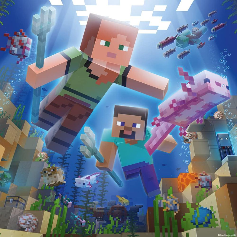 Product image: Ravensburger minecraft biomes 3×49 piece puzzle explore the world with steve & alex, ages 5+, , medium-null