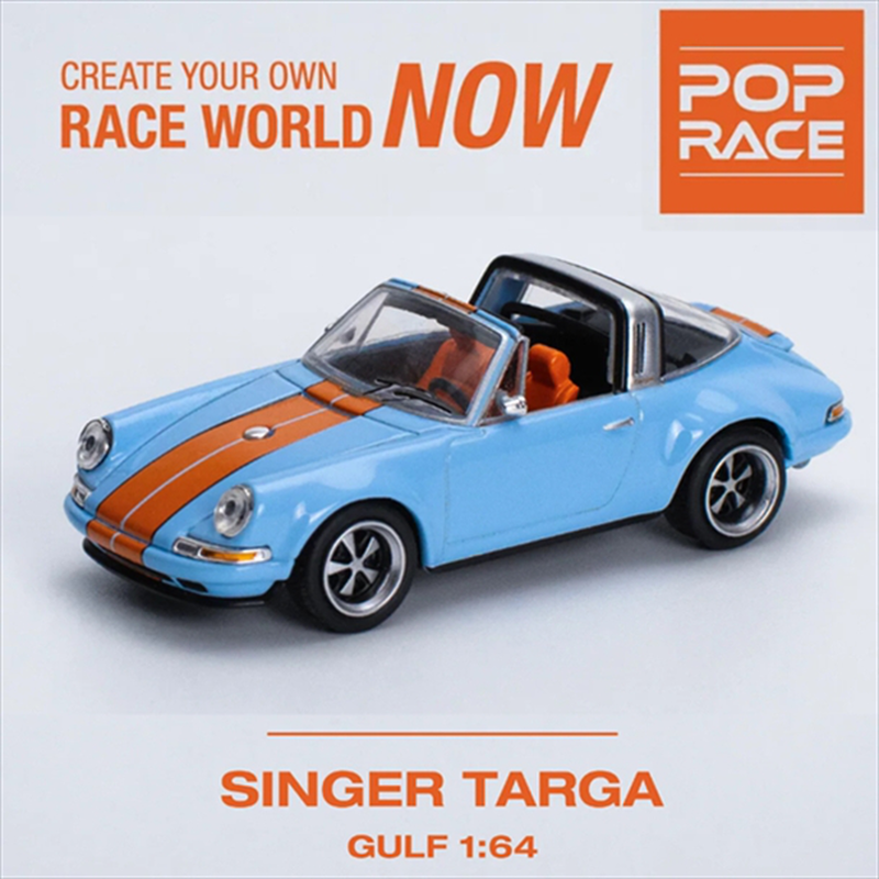 Pop race 1/64 porsche singer targa *gulf*, blue/orange, , medium-null