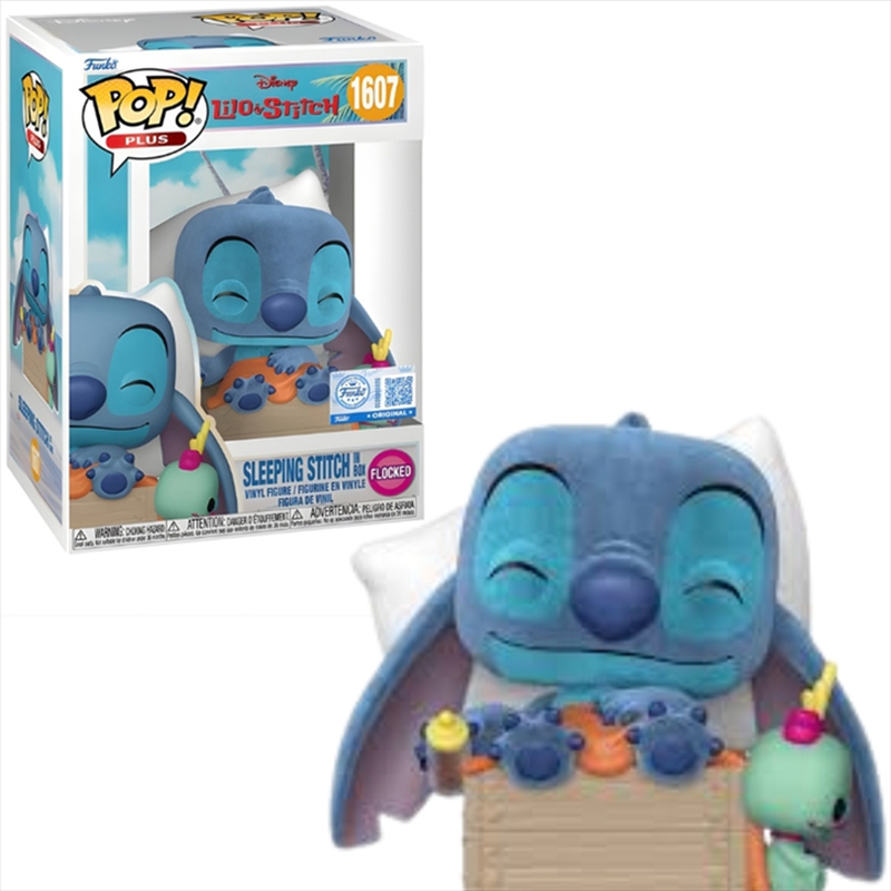 Funko pop! Disney plus: lilo  stitch - sleeping stitch in box flocked special edition #1607 vinyl fi, , medium-null