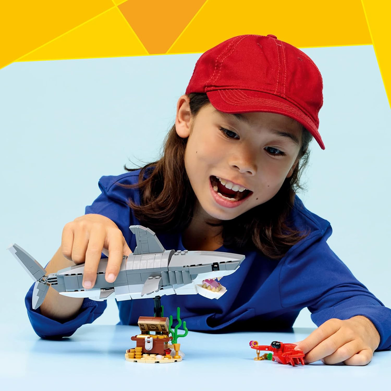 Lego creator 3-in-1 fierce shark with a treasure chest 31381 for ages 8+ 379pcs, , medium-null