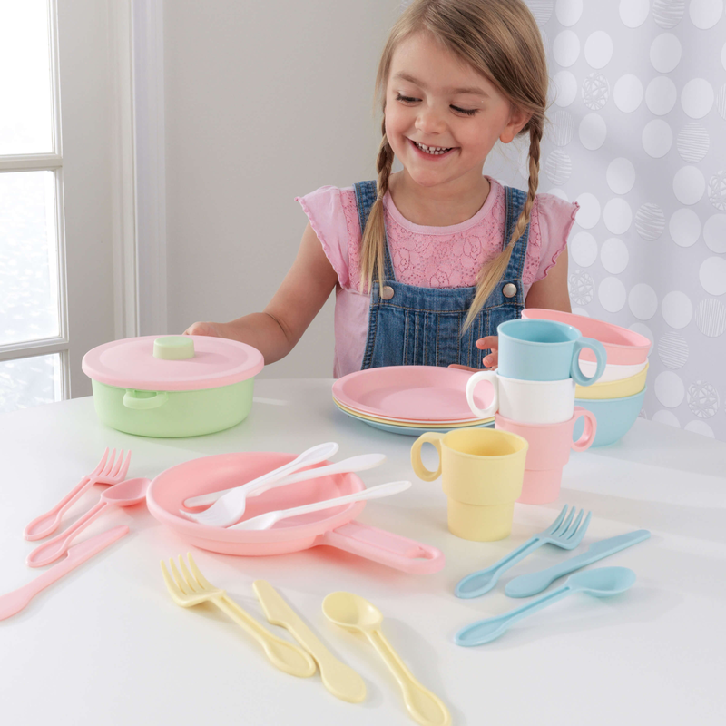 Kidkraft 27pcs coockware set - pastel 63027, , medium-null