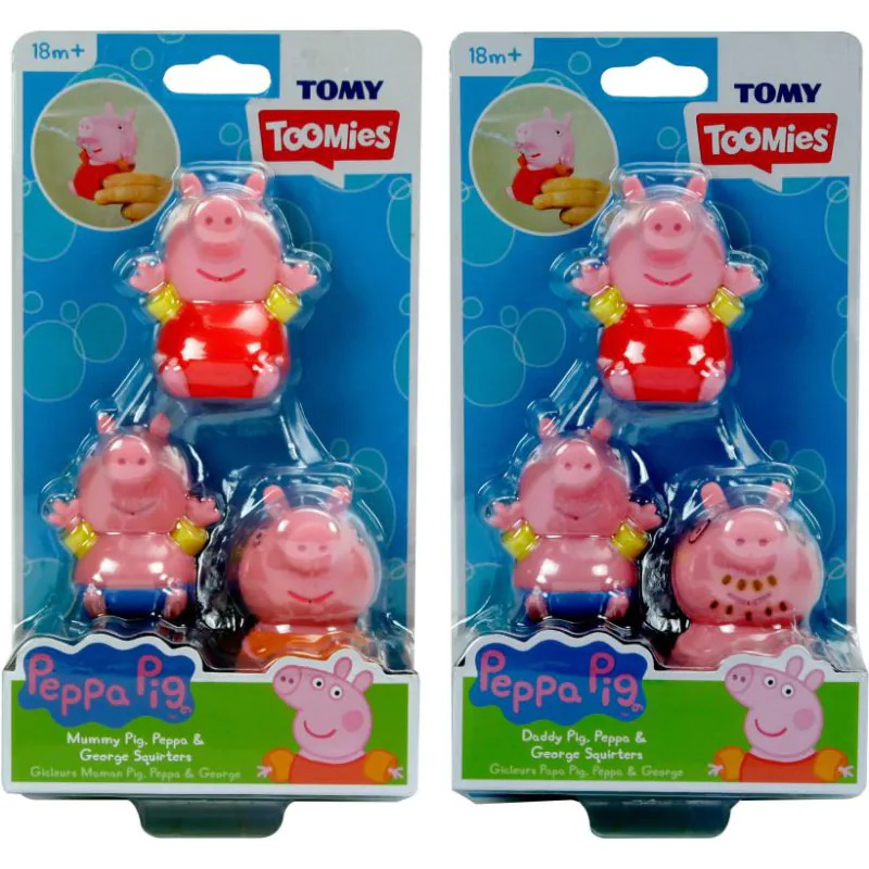 Tomy toomies toddler bath toy peppa pig family squirters 18m+ (3 pack randomly assorted), , medium-null