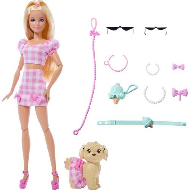 Barbie twinning looks doll with pet dog, , medium-null
