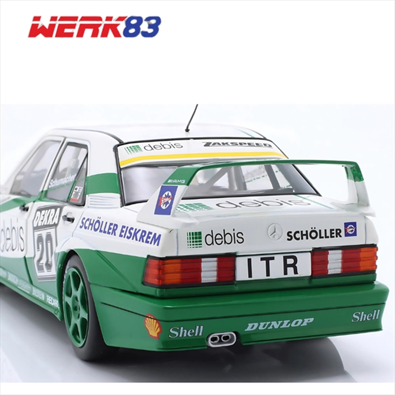 Werk83 1/18 1991 mercedes-benz 190e 2.5-16 evo II #20 michael schumacher dtm race norisring, green/w, , medium-null