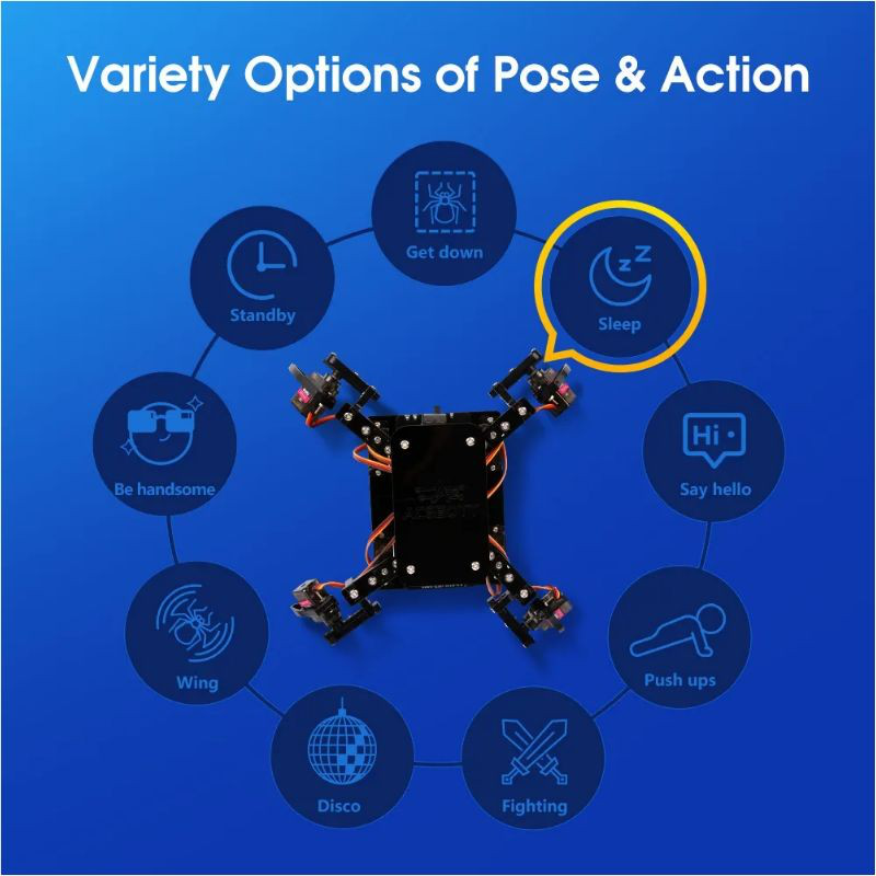 Quadruped bionic spider robot kit: (esp8266 & Wi-Fi) - acebott, , medium-null