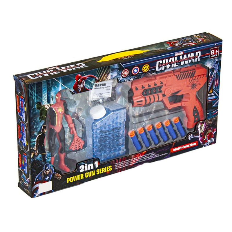 Product image: Σετ marvel civil war captain america 2σε1 πολυλειτουργικό όπλο με ασφαλείς σφαίρες & φιγούρα spiderman, , medium-null