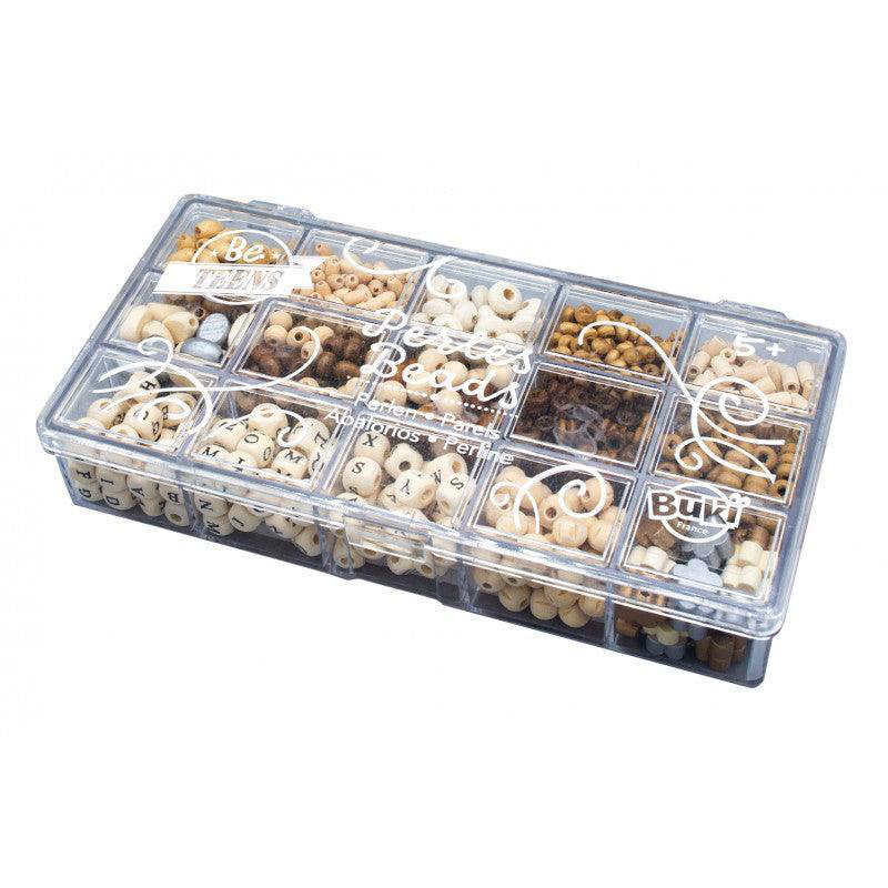 Buki france box of wooden beads &ndash; natural, , medium-null