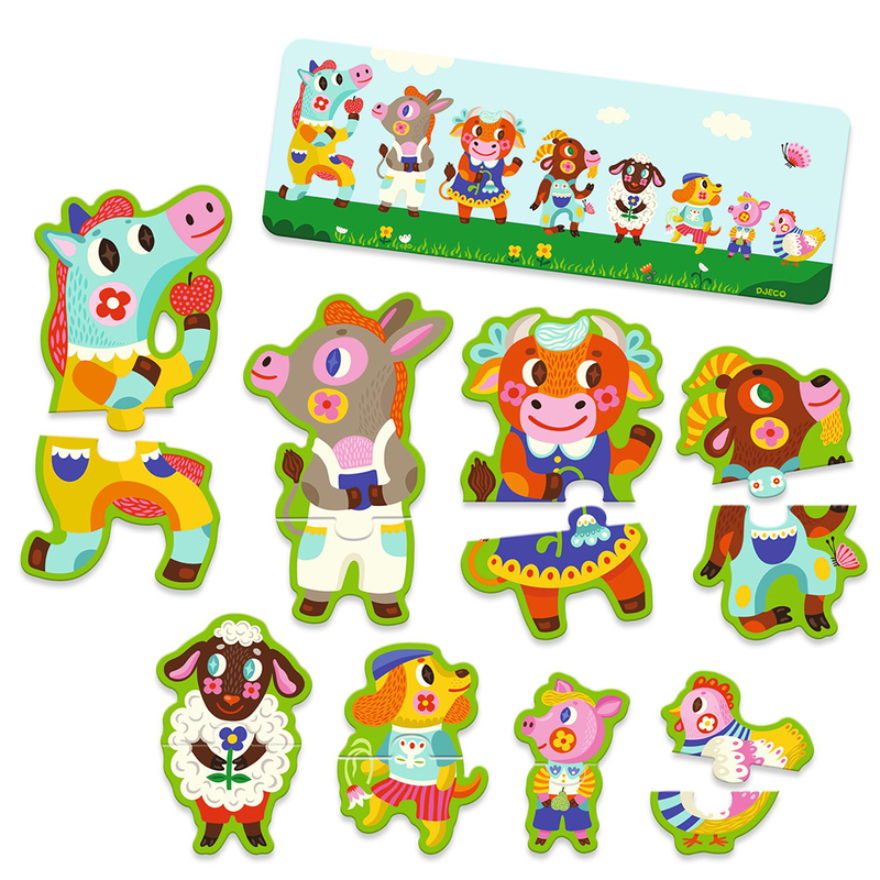 Djeco shaped puzzles big and small on the farm - fsc mix, , medium-null