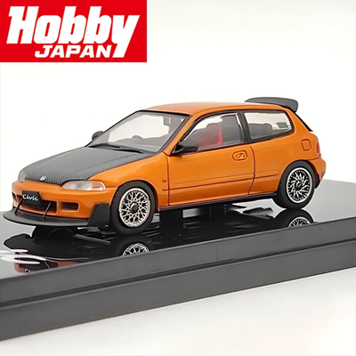 Hobby japan 1/64 honda civic eg6 jdm style/mesh wheel, yellow metallic, , medium