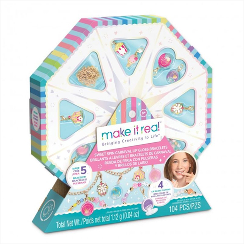 Make it real sweet spin carnival lip gloss bracelets 2705, , medium-null