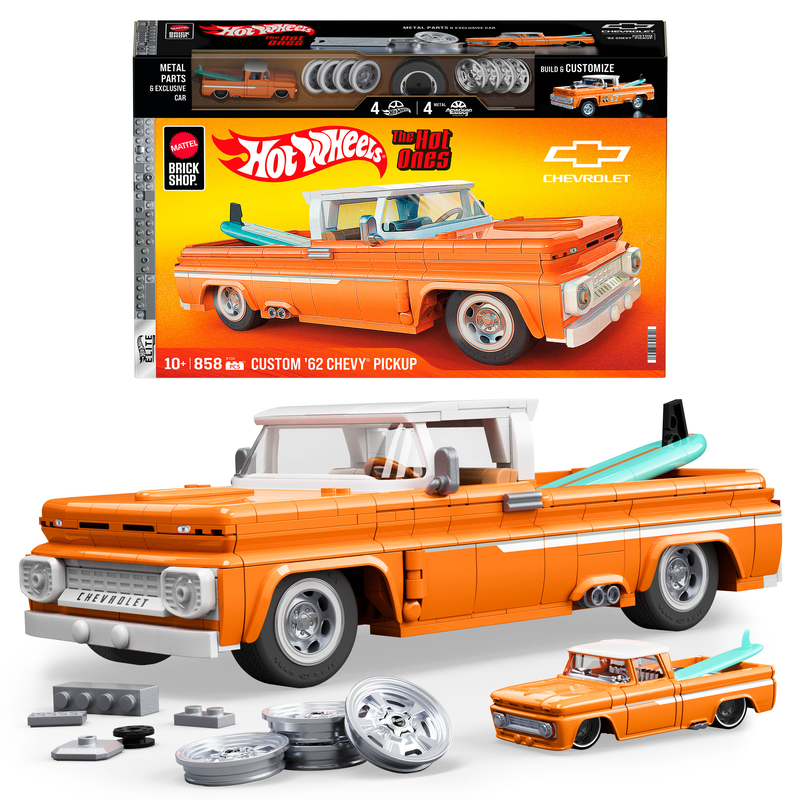 Mattel hot wheels: elite series brick shop - chevrolet custom 62 chevy pickup vehicle jft20, , medium-null