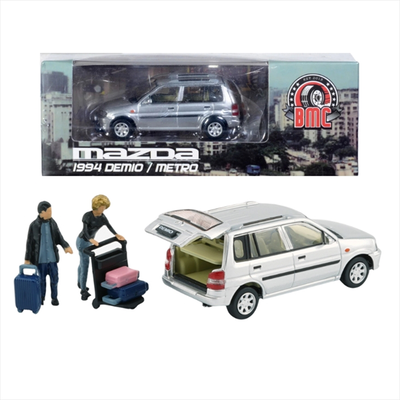 Bm creations 1/64 mazda 1994 demio,silver with some figures, , medium