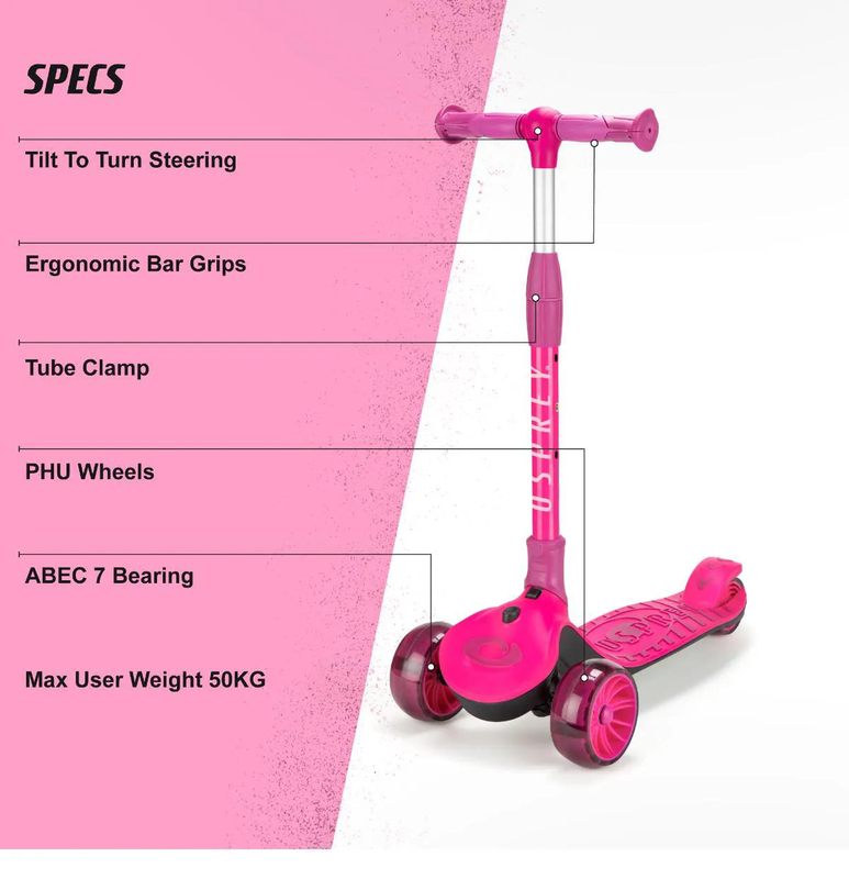 Osprey 3ride tri-scooter - pink, , medium-null