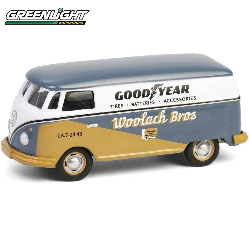 Product image: Greenlight 1/64 1964 volkswagen panel van -goodyear *club vee-dub series 20*, brown/white/green, , medium-null