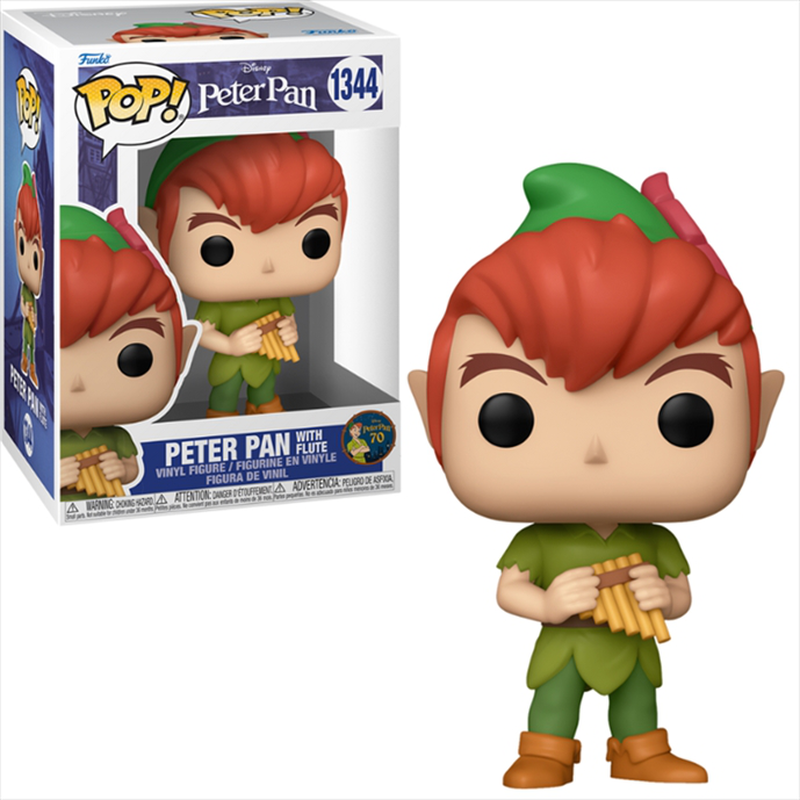 Funko pop! Disney: peter pan 70th - peter pan with flute #1344 vinyl figure, , medium-null