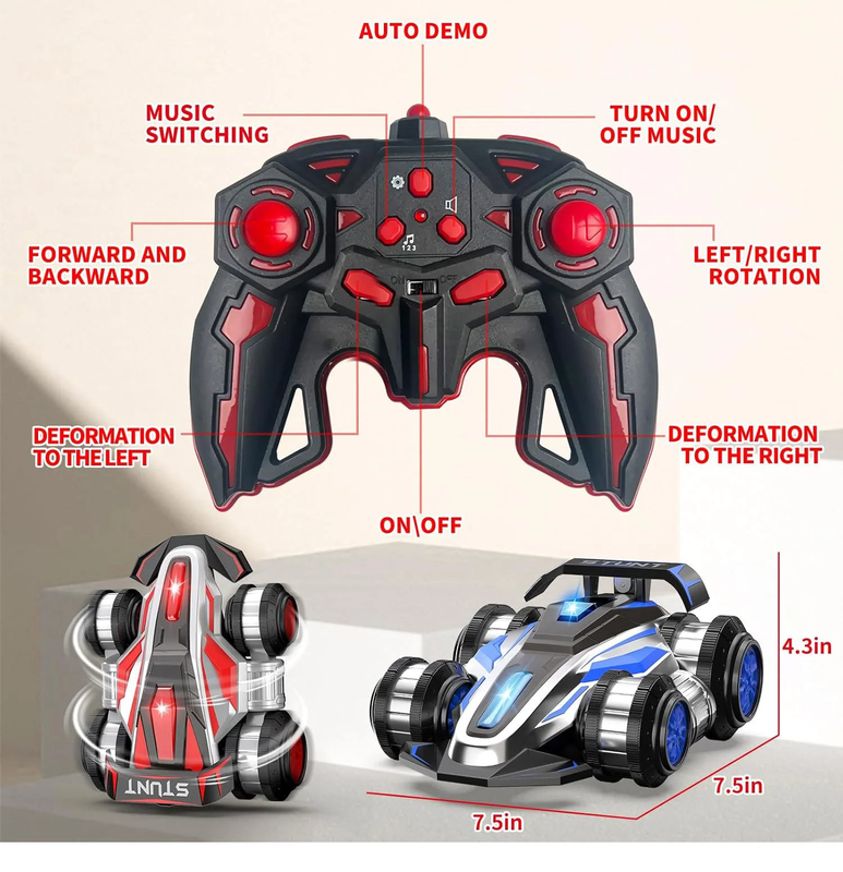 Rolling rc drifting stunt car with lights, , medium image number null