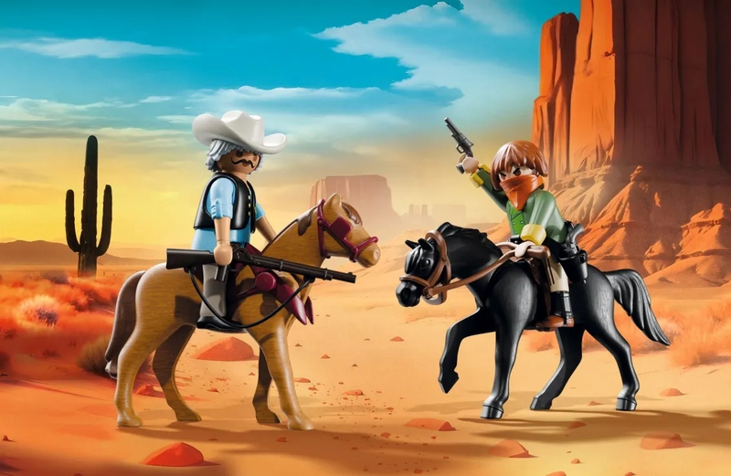 Playmobil stagecoach robbery in the wild west, , medium-null