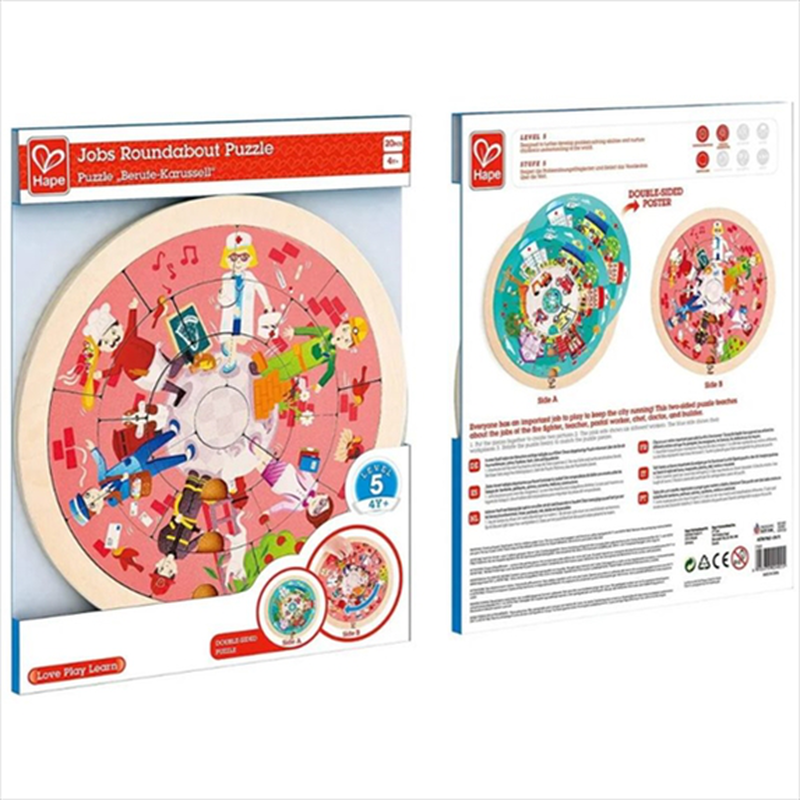 Hape happy puzzles wooden puzzle jobs roundabout puzzle e1624, , medium-null