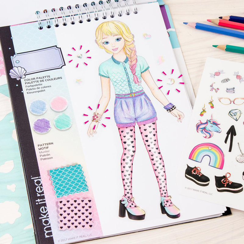 Product image: Make it real fashion design stickers & sketchbook: pastel pop!, , medium-null