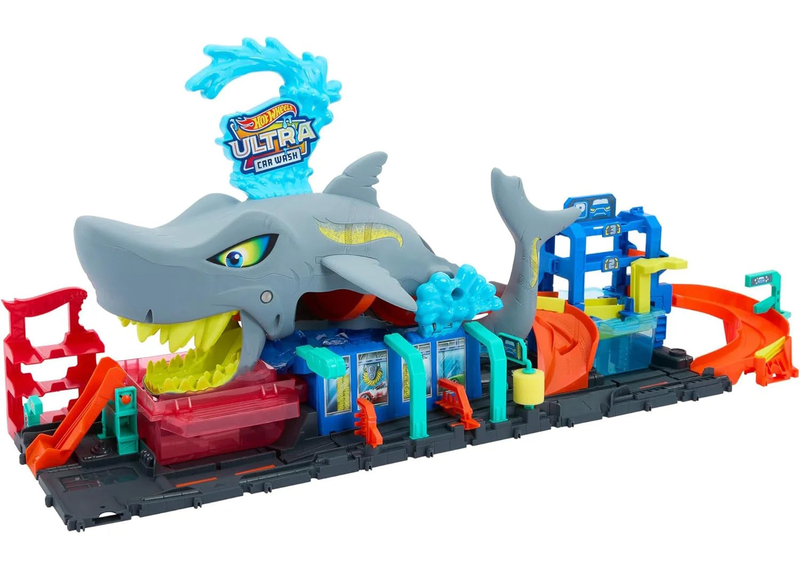 Hot wheels let's race netflix - city ultra shark car wash playset, , medium-null