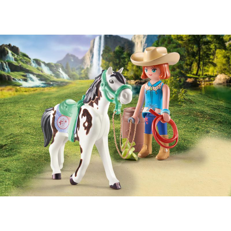 Playmobil 71358 horses of waterfall - feeding time with ellie and saw dust, , medium-null