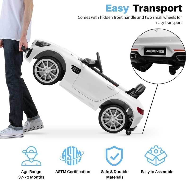 Ηλεκτροκίνητο παιδικό αυτοκινητάκι mercedes – amg gt κόκκινο/λευκό100x54x32cm-null