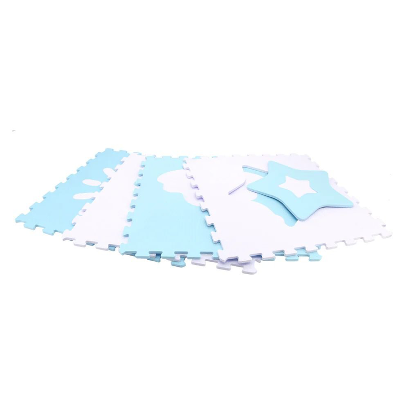 Sunta κλασσικό χαλάκι παζλ 4 τεμαχίων 60x60x1cm λευκό/μπλέ, , medium-null