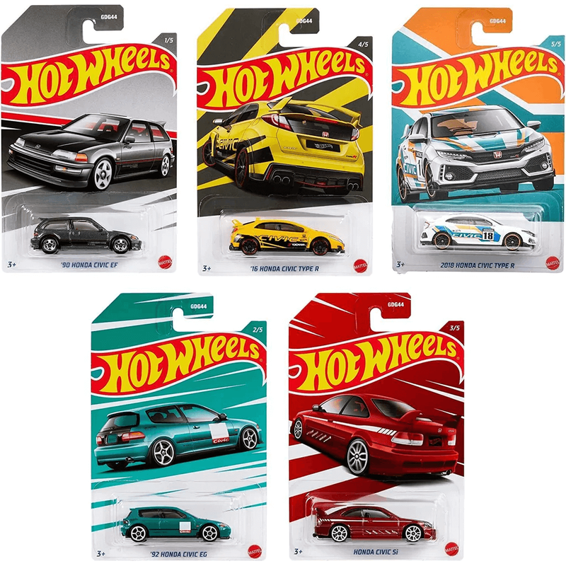 Hot wheels honda civic anniversary set of 5 &ndash; iconic jdm legends gdg44 hfw38 979v, , medium-null