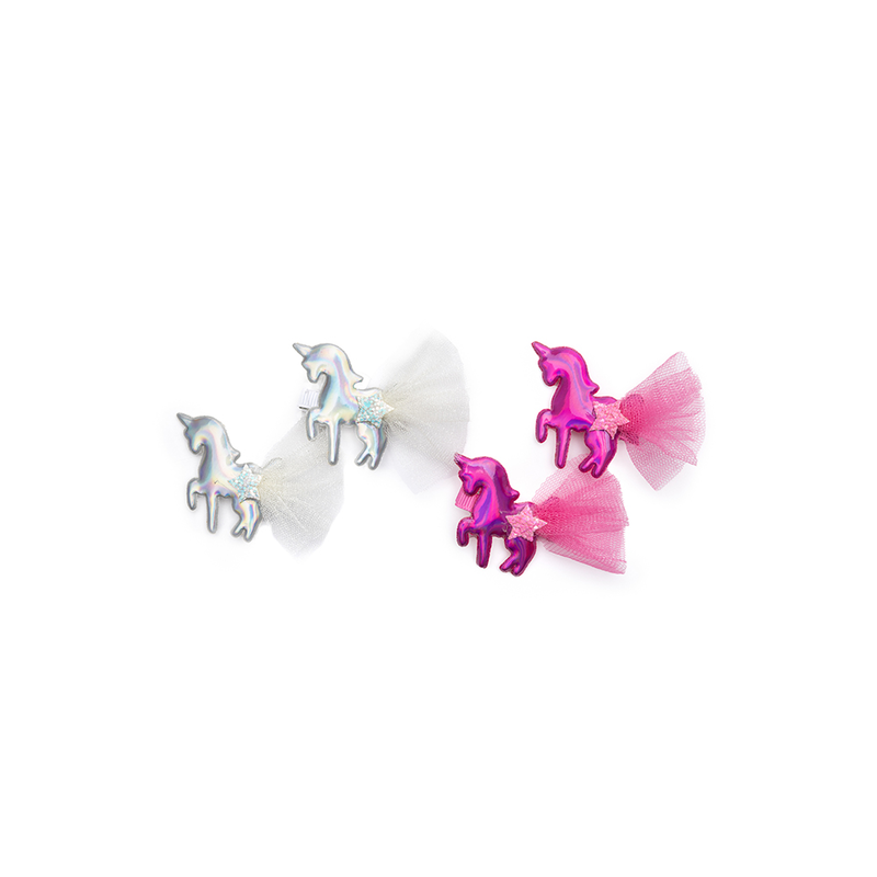 Great pretenders iridescent unicorn hairclips, 2pc assorted-null