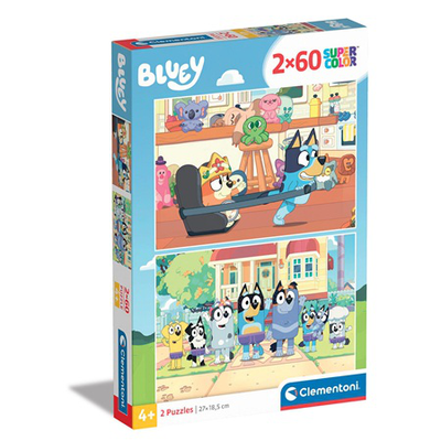 As clementoni kids puzzle super color bluey 2x60 pcs 4y+ 24813, , medium