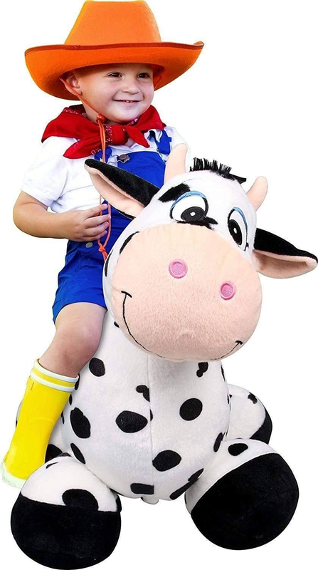 Inflate-a-mals inflatable 20" ride-on cow black/white, , medium-null