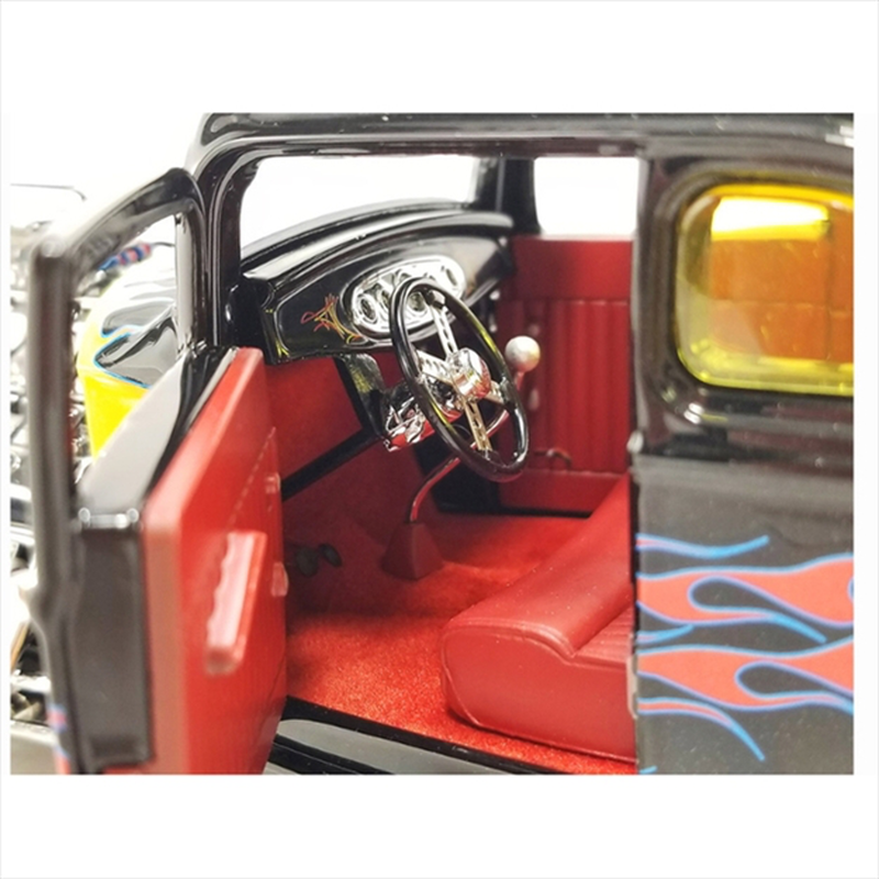 Product image: Acme diecast 1/18 1932 ford blown 5 window with rat fink figure, black with flames, , medium-null