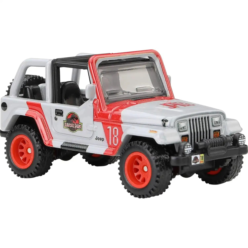 Hot wheels 1:64 '92 jeep wrangler sahara – jurassic park pop culture jbl69 hxd63, , medium-null