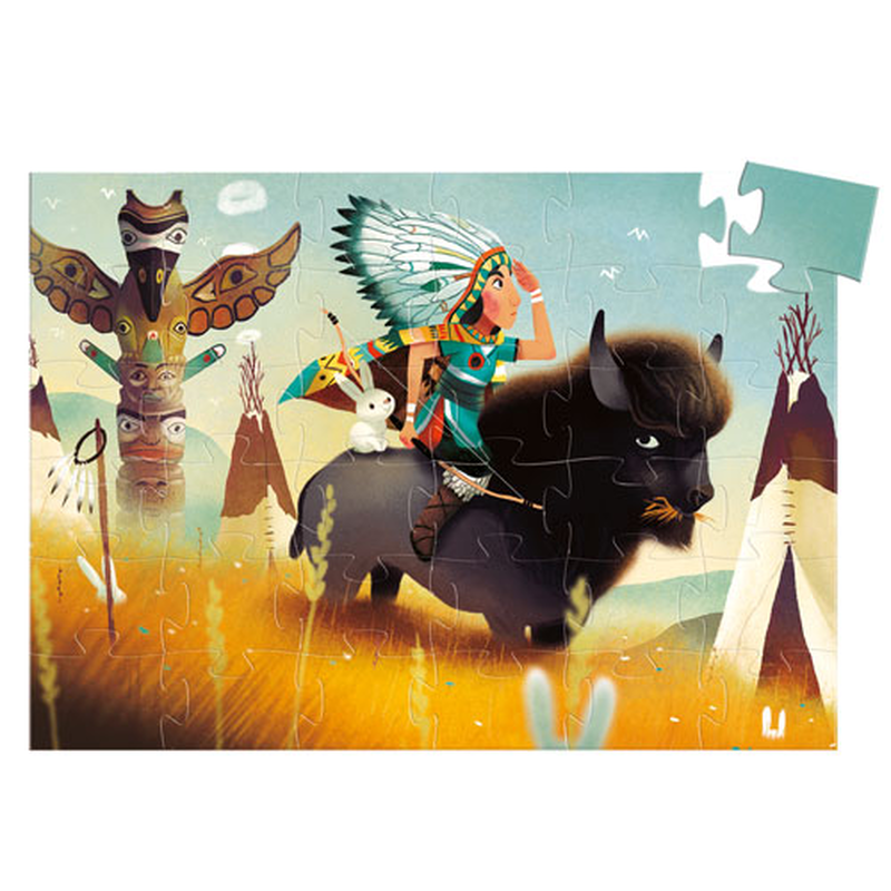 Djeco silhouette puzzles tatanka, young indian, , medium-null