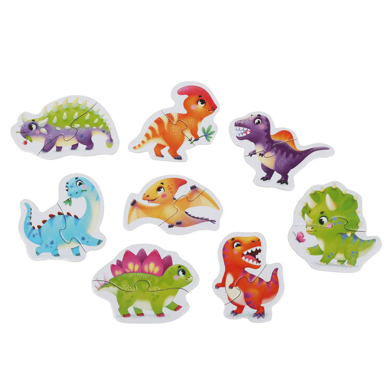 Cubika puzzles 8 in 1 'happy dinosaurs' 16pcs, , medium-null
