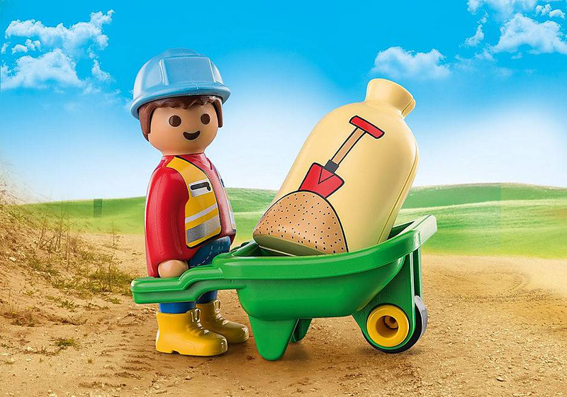 Product image: Playmobil 70409 123 construction worker with wheelbarrow, , medium-null