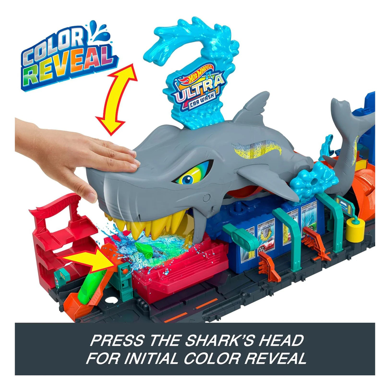 Hot wheels let's race netflix - city ultra shark car wash playset, , medium-null