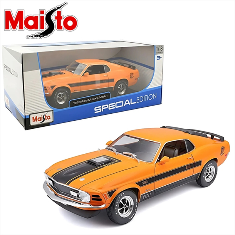 Maisto 1/18 1970 ford mustang mach 1, orange/black, , medium-null