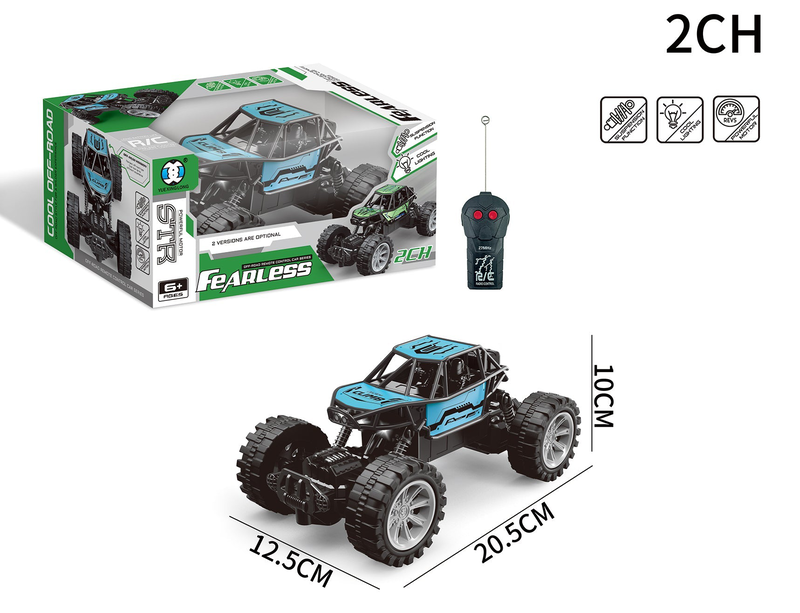 Fearless 2-channel die-cast off-road remote controlled rc climbing car - green, , medium-null